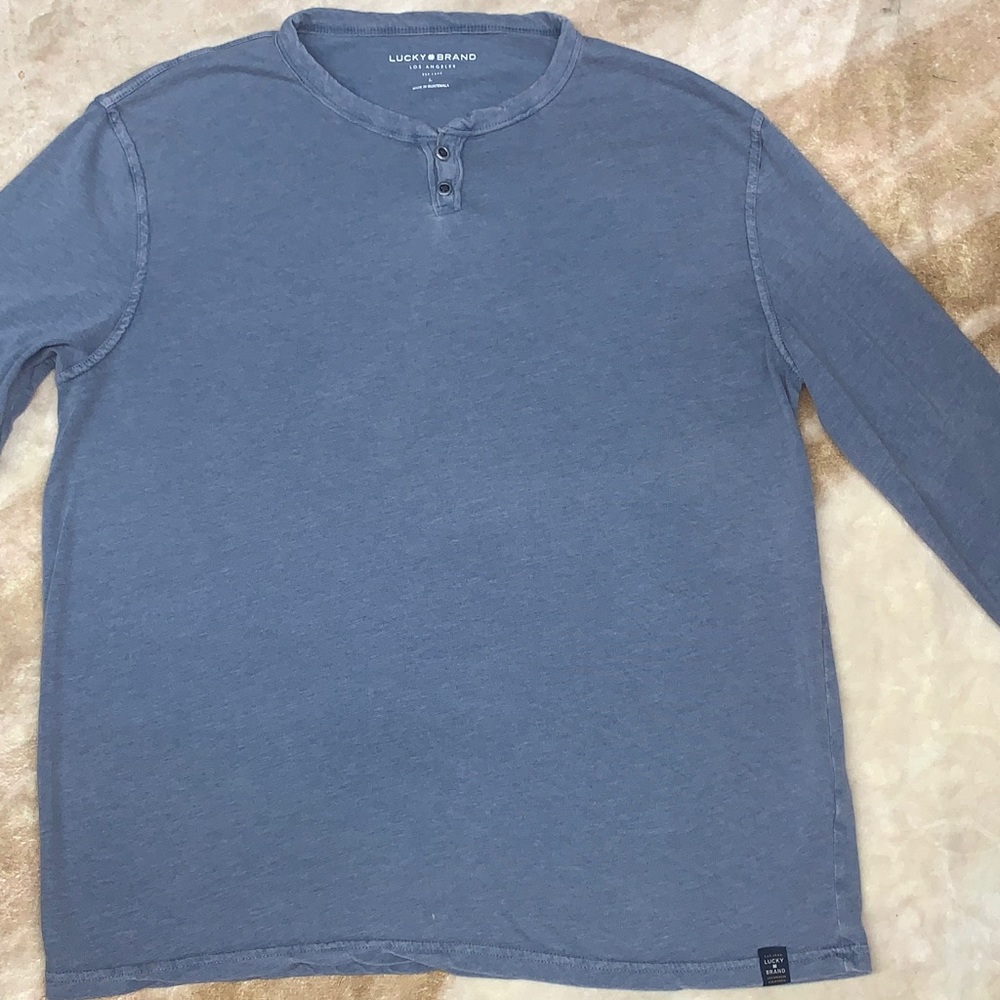 Lucky Brand Men's Casual Blue Long Sleeve T- shirt